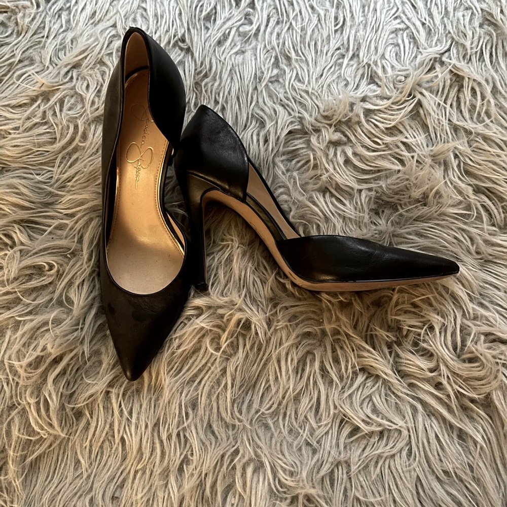 Jessica Simpson, size 9, black leather heels